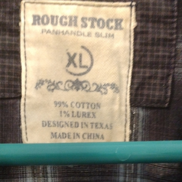 Rough Stock Panhandle Slim Diamond Snap Navy Plaid Men's Western Shirt XL - Picture 2 of 8